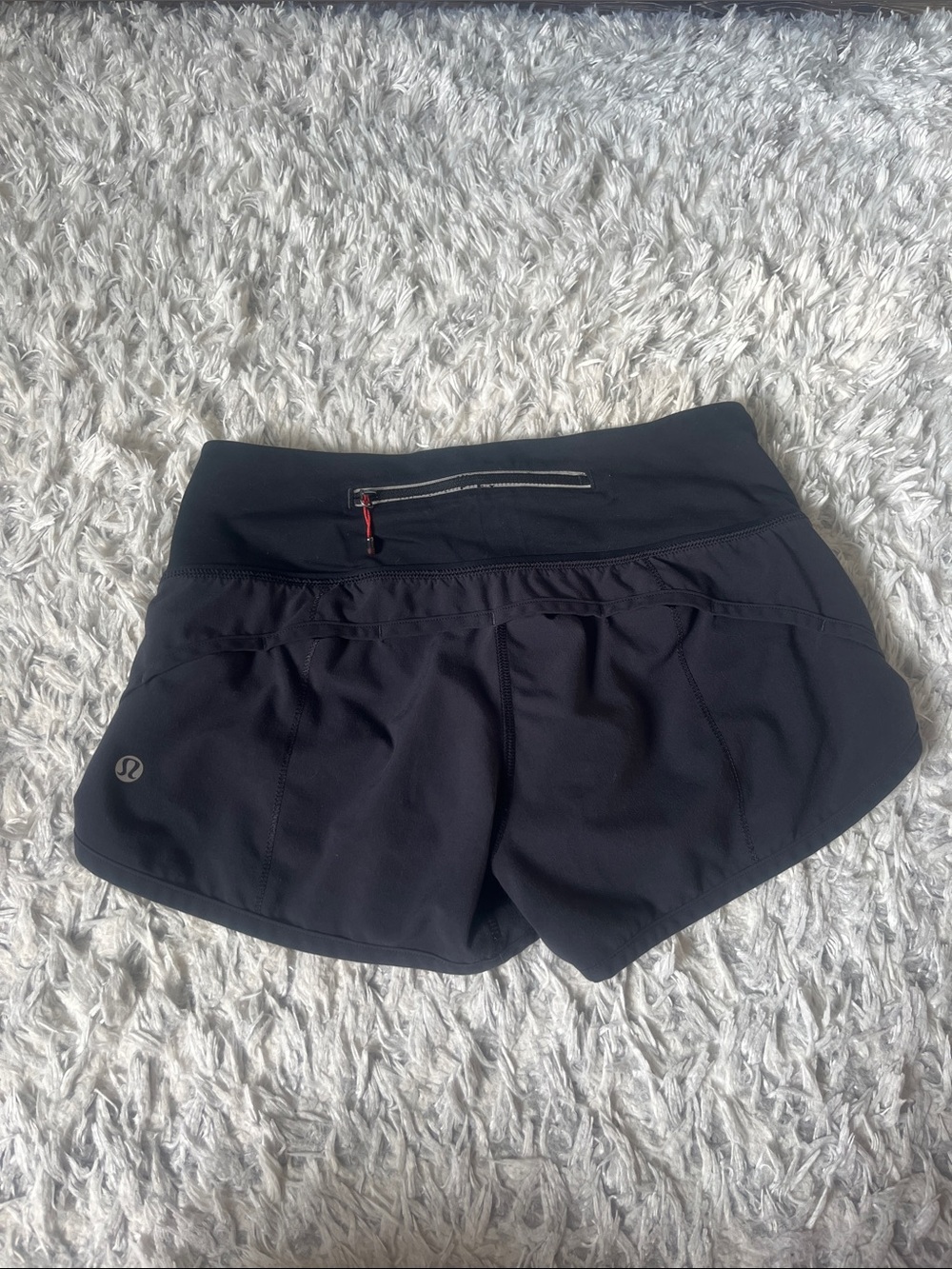 LULULEMON ATHLETICA BLACK ATHLETIC RUNNING SHORTS WITH ZIP POCKET